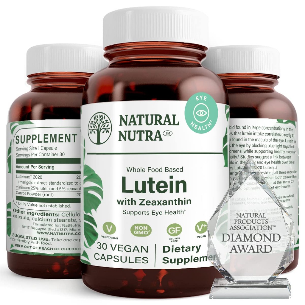자연적인 Nutra Lutein와 Zeaxanthin 보충교재는, 시각 건강을 유지하고, 눈, Zeaxanthin & Isomers의 강화 수준, 지원 눈 건강, 글루텐 자유로운, Soy 자유로운, 20mg - 30의 캡슐에 있는 세포를 보호합니다