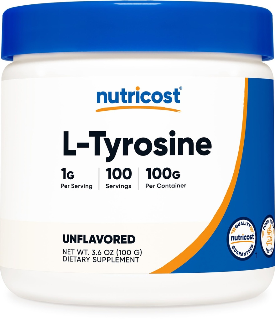 Nutricost L-Tyrosine 분말 100 그램 (100 인분) - 서빙 당 1G