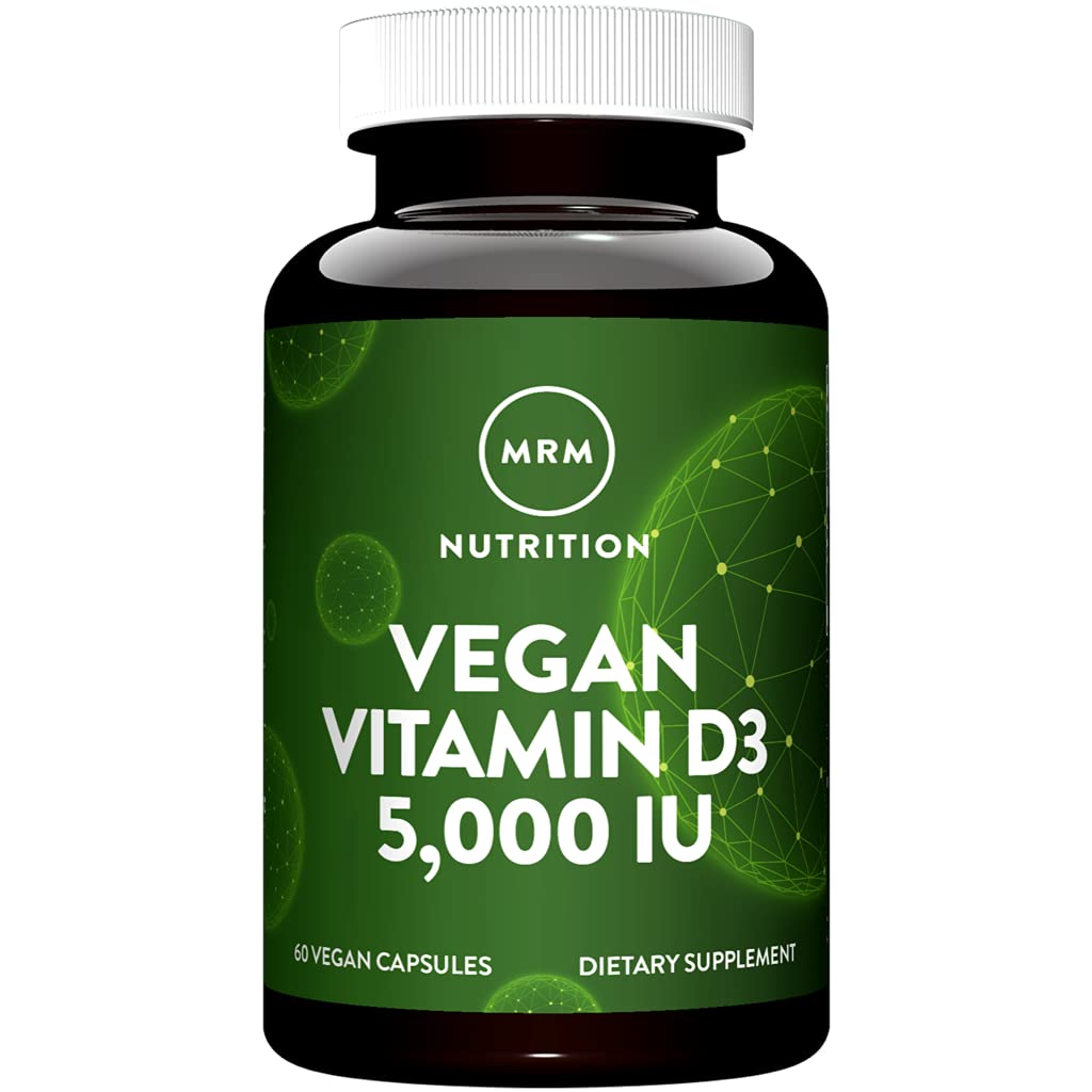 MRM 영양 비타민 D3 5,000 IU - 여성과 남성 - Lichen, Bone & Immune 건강을위한 Vegan 칼슘 흡수 지원 - Non-GMO 및 글루텐 - 60 서빙