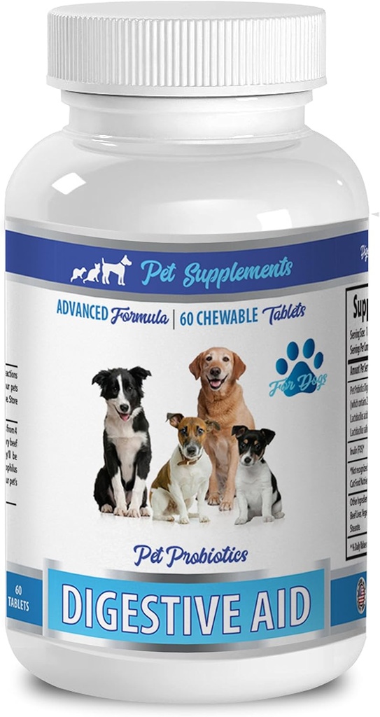 개는 나쁜 호흡을 치료합니다 - DOG DIGESTIVE AID PROBIOTICS - NATURAL APPROACH - BAD BREATH 및 GAS에 대한 솔루션 - COUNTER DIARRHEA - 개 프로바이오틱스 패킷 - 1 병 (60 치료)