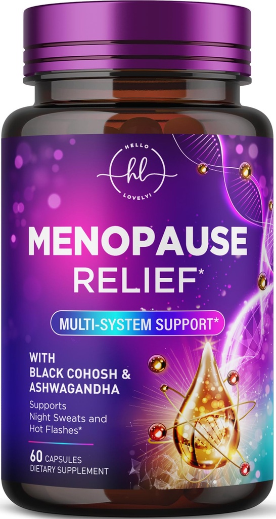 Black Cohosh - Natural, Mild Hot Flash, Night 땀 & 호르몬 지원, Dong Quai, Energy & Balance, Non-GMO & Gluten Free - 60 캡슐을 가진 여성을위한 Menopause 보충제