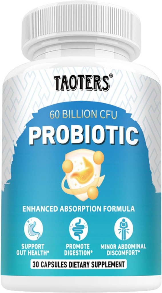 소화 건강을 위한 프로바이오틱스, 60억 CFU - 10 Strains | Prebiotics and Probiotics - Immune & Gut Health for Women & Men | PH Balance, Diarrhea, Gas & Bloating | 30 캡슐 지원