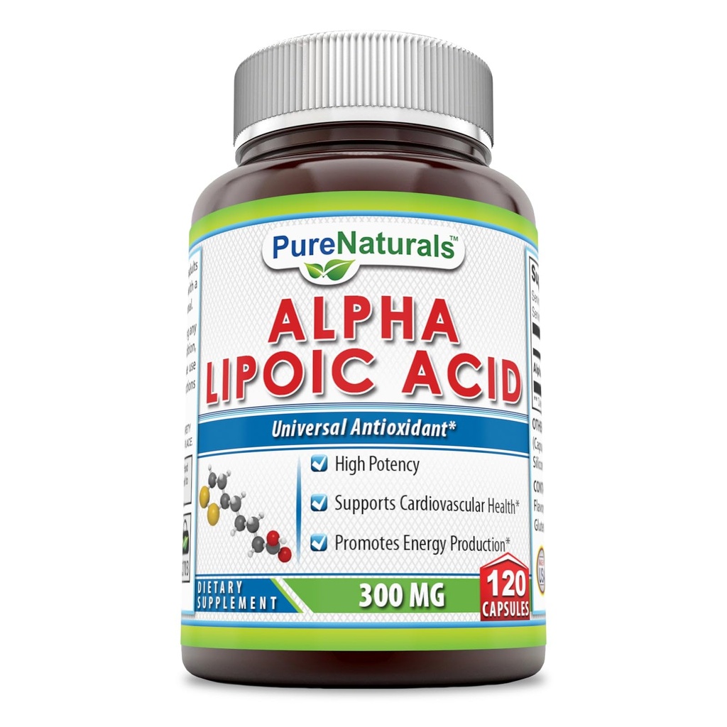 순수한 자연적인 알파 Lipoic 산 300 Mg 캡슐, 120Count *Support 심혈관 건강 & 에너지 생산*