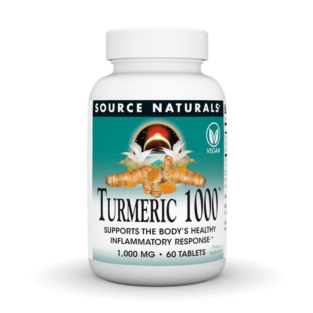 Source Naturals Turmeric 1000, 몸의 건강한 염증 응답 *, 1,000mg - 60 정제 지원