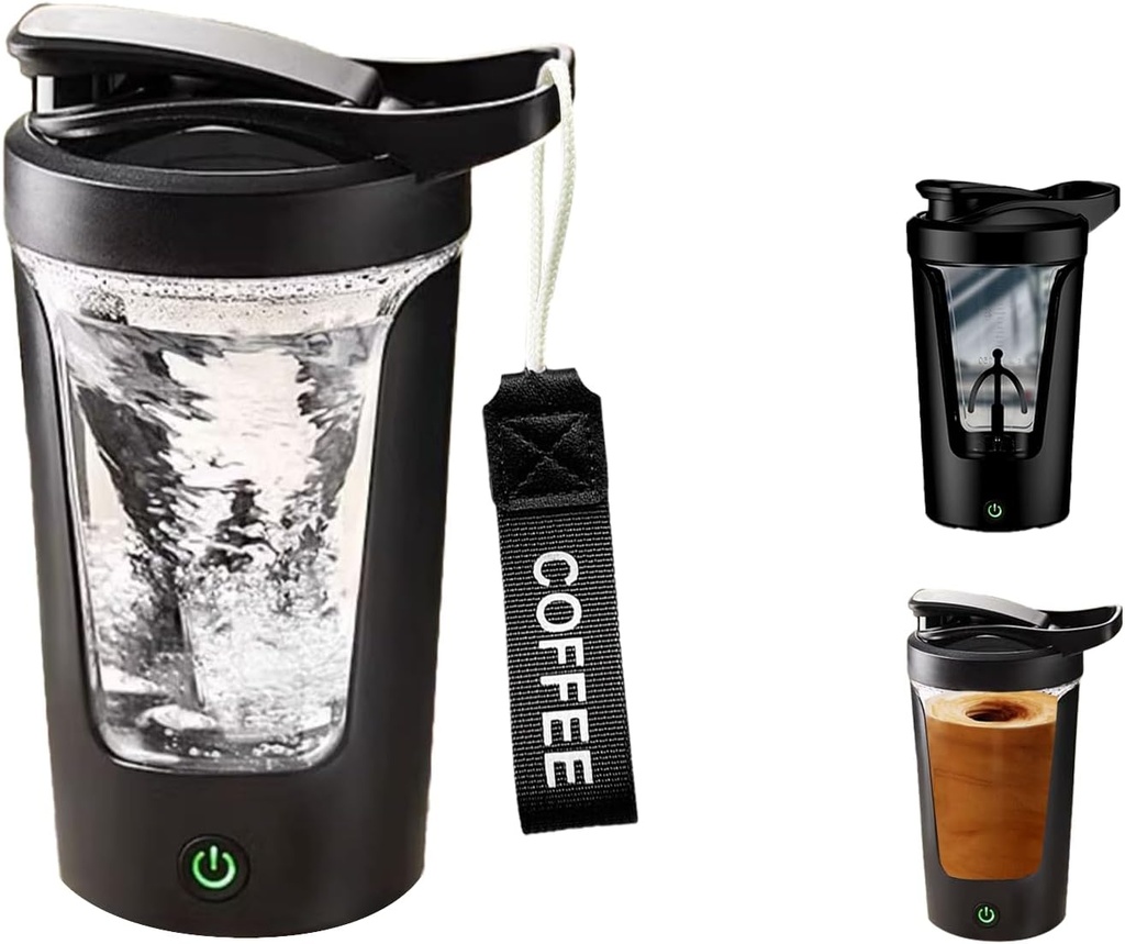 전기 단백질 셰이커 병, 휴대용 믹서 컵, USB C 재충전용, BPA 자유로운 트리탄, 450ml/16oz, 매끄러운 조각을 위한 500mAh,