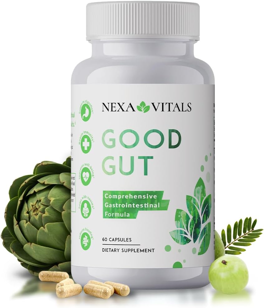 좋은 Gut - 소화 지원 허브 Gut 건강 복원 - 건강한 Bowel 운동을 촉진, Bloating & Boost GI Motility w / Triphala 및 Artichoke 추출 - 60 캡슐