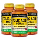 Mason 자연적인 Folic 산 400 mcg, 건강, 계류 및 Prenatal 배려를 위한 매일 보충교재, Childbearing 나이의 여자를 위해, 100개의 정제 (포장 3)