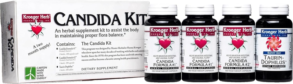 Kroeger 허브 제품, Candida 지원 장비, 소화 영양 보충, Gut 건강, Optimal Intestinal 기능, 비 GMO, 글루텐 무료, 미국제 없음