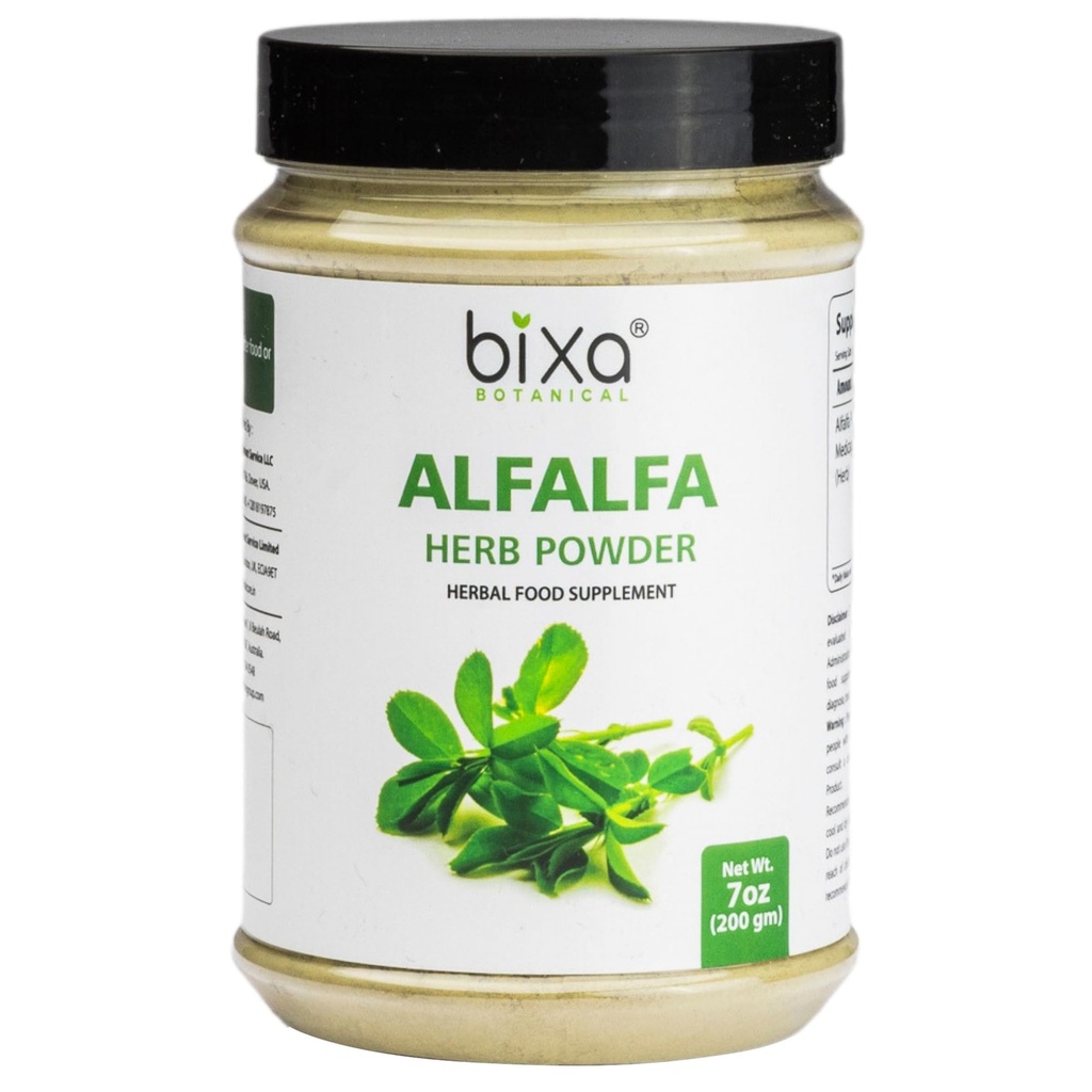Bixa BOTANICAL Alfalfa 분말 순수 (Medicago Sativa) Superfood | Ayurvedic 천연 초본 보충 7 Oz / 200g