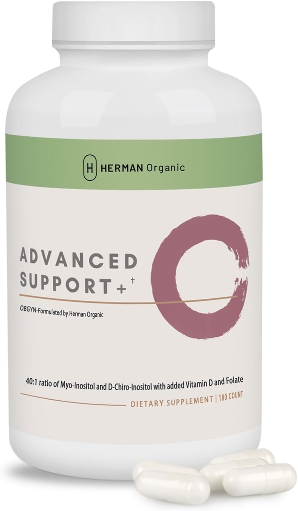 Herman Organic Myo-Inositol & D-Chiro Inositol - Ovarian & Reproductive Health의 Hormonal Mood 지원 - 180 캡슐 - 여성 호르몬 보충 - 계란 고급 보충제
