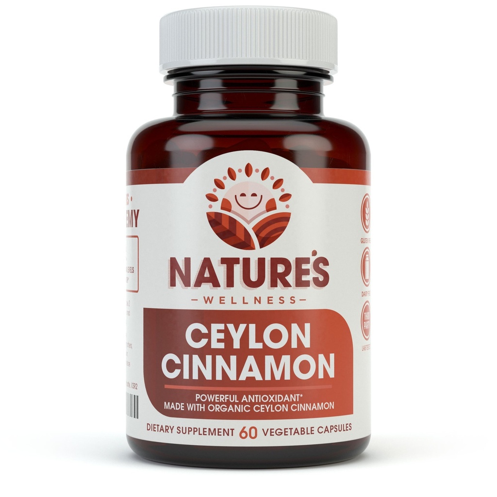 Organic Ceylon Cinnamon - 1200 mg | 강력한 산화 방지제 | 관절 건강 및 이동성 유지 | Non-GMO | 60 Veg 캡슐