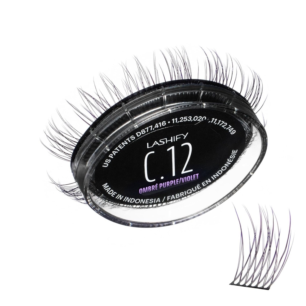 Lashify Curl 12mm Gossamer Eyelash Extensions Refill in Ombre Purple, 자연적인 보기를 위한 쉬운 DIY False Lashes