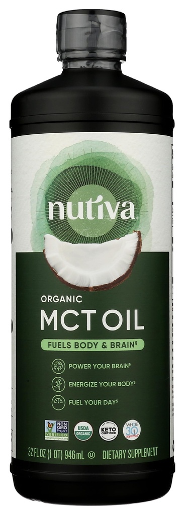 Nutiva 유기 MCT 기름, 불완전한, 32 Oz, USDA 유기, 비 GMO, 비 BPA, 찬성되는 30, 채식주의자, 글루텐 자유로운 & Keto, 서빙 당 14g MCT & 커피, 셰이크 및 Salads에 에너지 부스트를 위한 중립 풍미