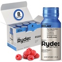 Ryde : Relax Shot | 라즈베리 맛 | 레몬 발름, L-Theanine, Ginseng & Chamomile | 0 칼로리, 설탕 0 | 2 FL OZ 샷 | Relax* (8 팩)