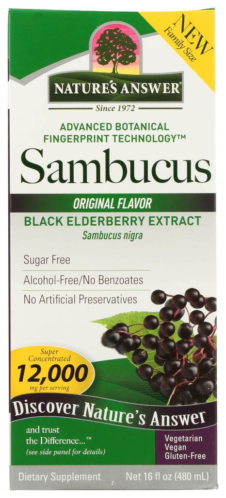자연의 답변 Sambucus Elderberry Syrup 16 Ounce | 훌륭한 타스팅 면역 지원 보충교재 | 항산화제, 비건, 글루텐 무료, 미국에서 만든 | 단일 카운트