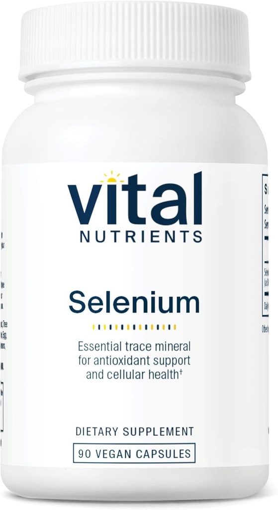 Vital Nutrients - 셀렌 - 강력한 산화 방지제 지원 - 병 당 90 채식 캡슐 - 200 mcg