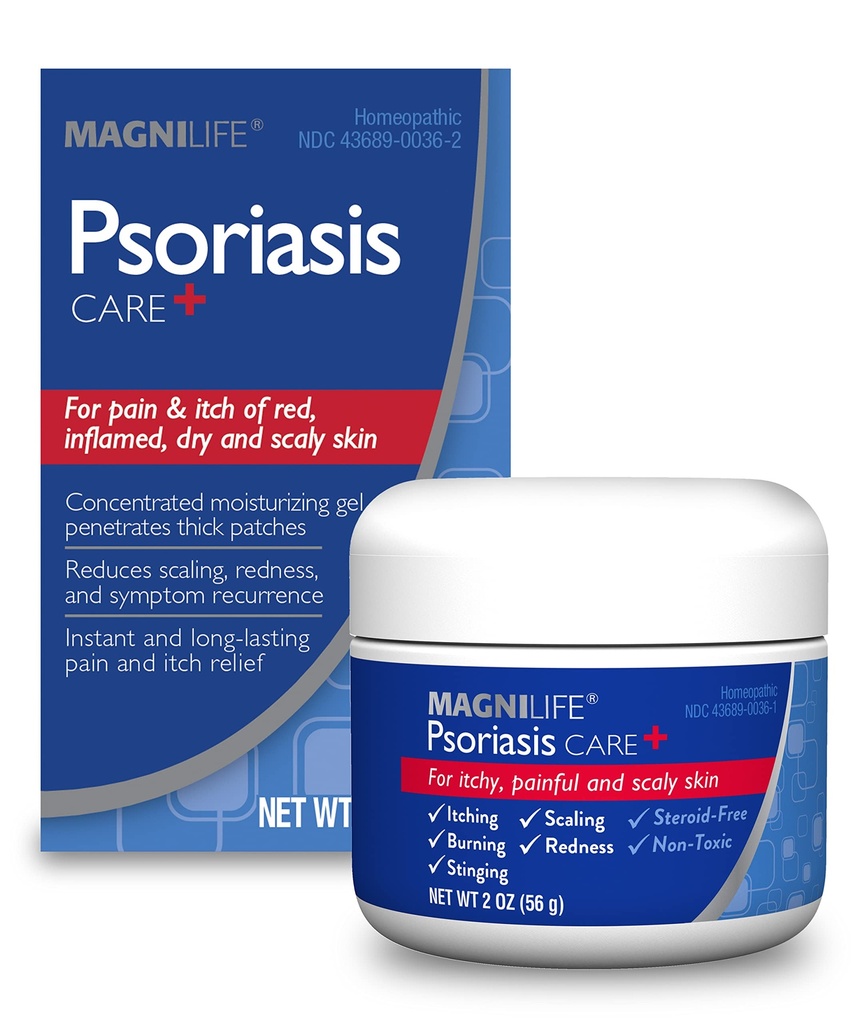MagniLife Psoriasis Care+, Natural Itch and Pain Relief, Moisturization은 몸과 스칼프에 적색, 확장 및 플레킹을 줄이는 데 도움이됩니다. 비 독성 - 2oz