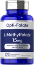 Carlyle L Methylfolate 15mg | 120 캡슐 | Value Size | Max Potency | 최적화 및 활성화 | Non-GMO, Gluten Free Supplement | 메틸 Folate, 5-MTHF | Opti-Folate