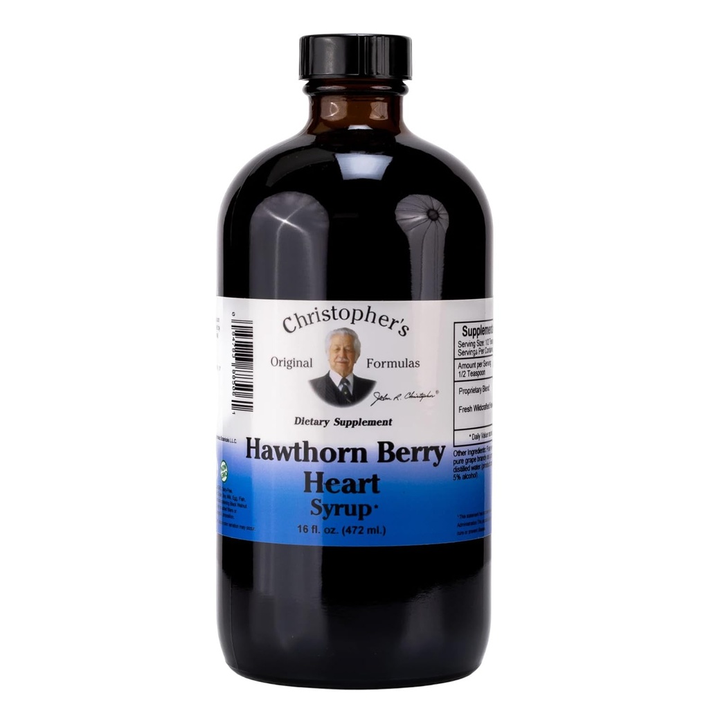 Christopher의 Original Formulas Hawthorn Berry Heart Syrup - 16 fl oz | 일반 웰빙을위한 자연 초본 혼합