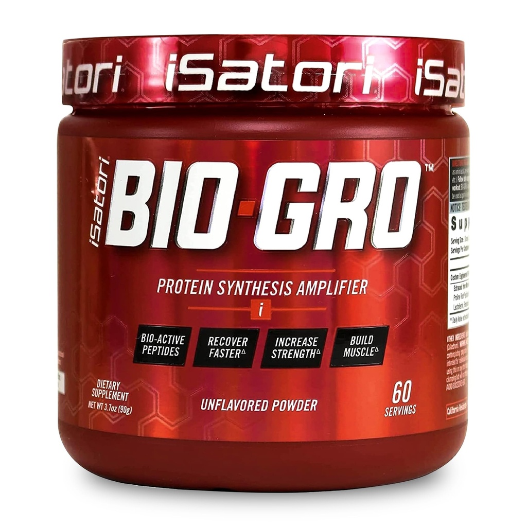 iSatori BIO-GRO Protein Synthesis 증폭기, 근육 회복 및 성장, 강화 된 자극제 무료 사전 운동 & Bio-Active Peptides- Unflavored (60 서빙)와 Colostrum 보충