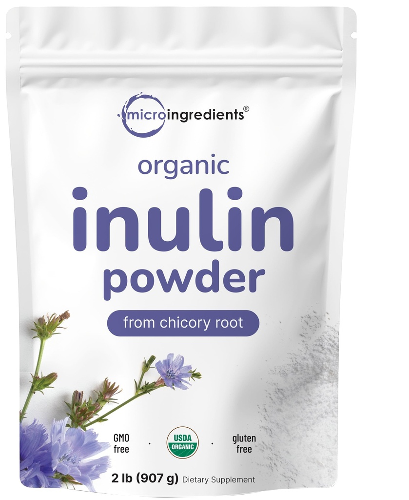 마이크로 성분 유기 Inulin 섬유 분말, 2lb | 소화 및 Gut 건강을 지원하는 자연적인 Prebiotic | 가용성, 쉽게 소화 가능 | 난염, 채식