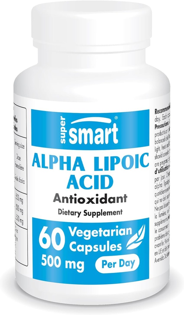 Supersmart - 알파 Lipoic 산 하루 500mg - 높은 효능 범용 산화 - ALA 보충 | 비 GMO 및 글루텐 무료 - 60 채식 캡슐
