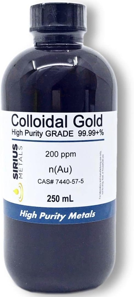 진정한 콜로이드 골드 - 200 ppm - 250 mL (8.45 Fl Oz) 클리어 BPA 무료 플라스틱 병