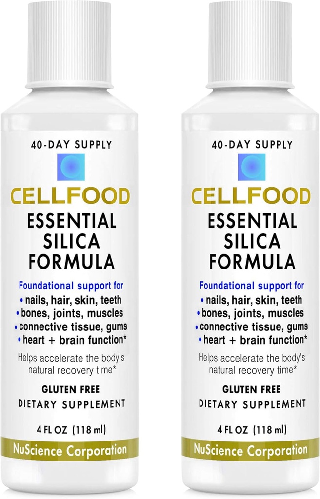 Cellfood Essential 실리카 노화 방지 공식, 4 fl oz, 2 Pack - 건강한 뼈, 관절, 머리, 피부, 손톱, 치아 및 Gums 지원 - 흡수하기 쉬운 - 글루텐 무료, Thiaminase 무료, Non-GMO - 80 일 공급