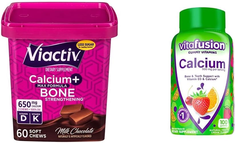 Viactiv 칼슘 Chews 60 조사 & vitafusion 칼슘 거미 비타민 100개 조사 - 뼈 & 이 지원을 위한 칼슘 보충교재