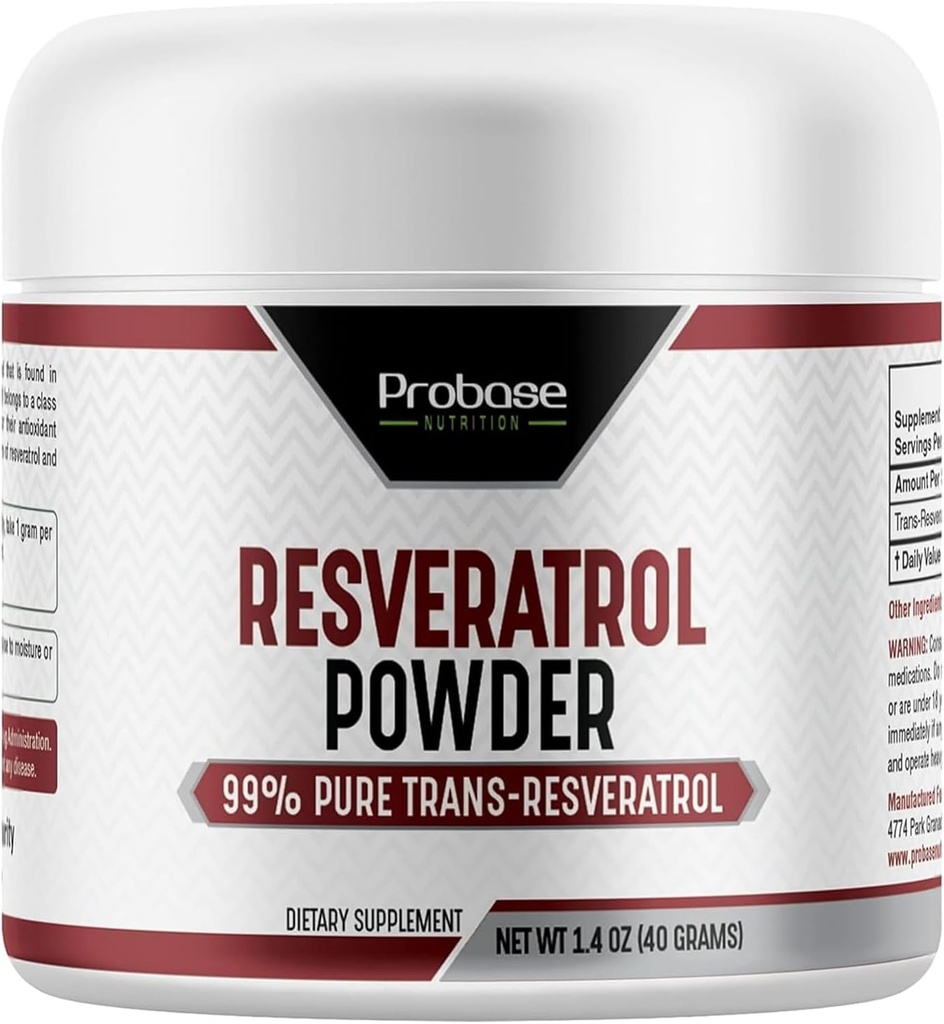Probase 영양 트랜스 Resveratrol 보충교재, 나이 지원을 위한 높은 순수성 Resveratrol 분말, 40 일 공급, 40 그램