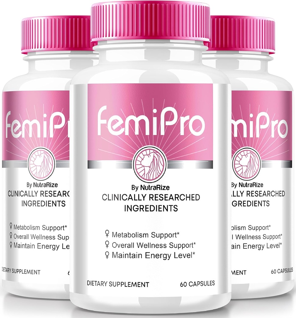 NutraRize (3 팩) FemiPro 캡슐, Urinary Heath 지원을위한 프리미엄 공식, 제어 및 전반적인 건강을위한 모든 자연 보충, Femi Pro 리뷰 (180 캡슐)