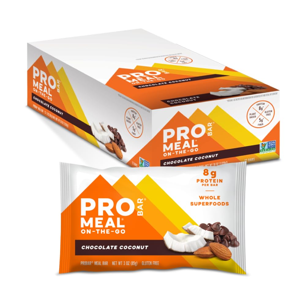 PROBAR - MEAL 바, 초콜릿 코코넛, 비 GMO, 글루텐 프리, 건강, 식물 기반, 전체 식품 재료, 천연 에너지 (12 개)