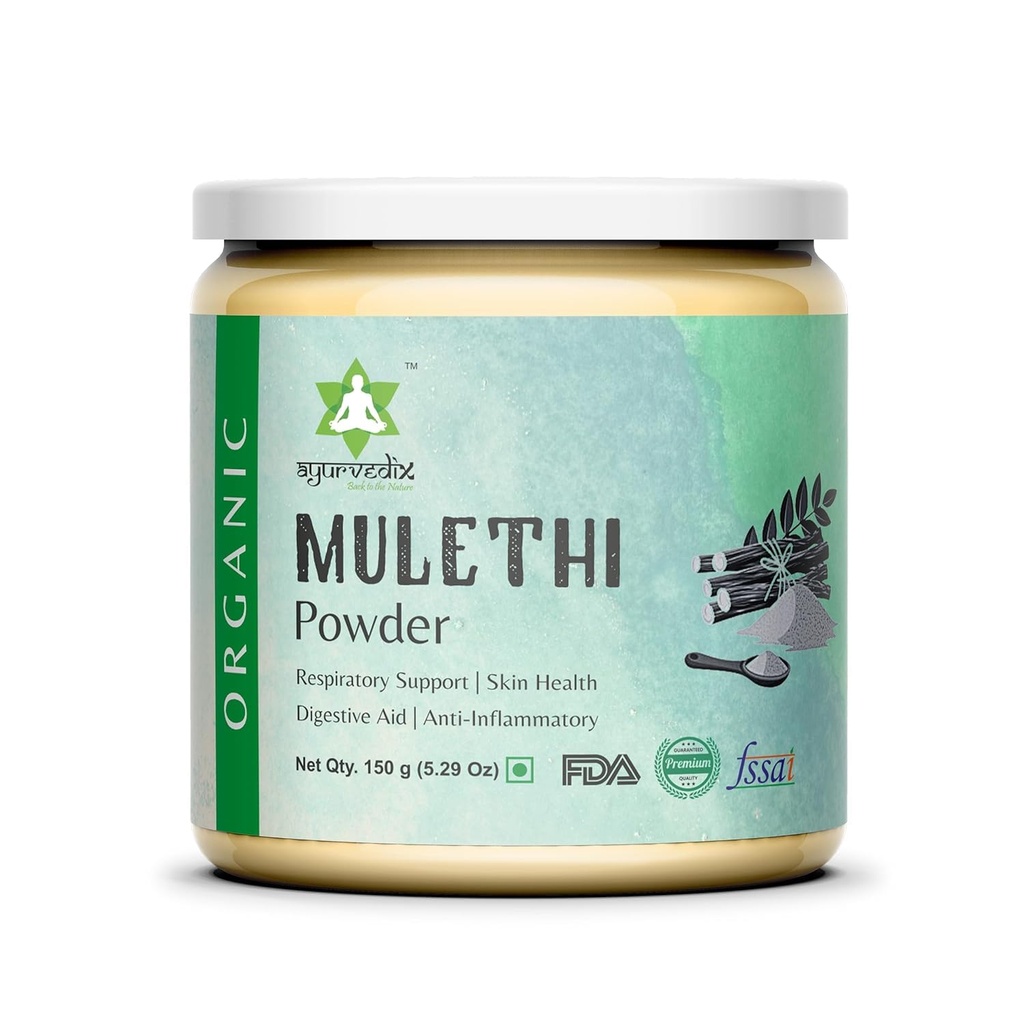 유기 Licorice 뿌리 분말 Mulethi 분말, 지원 건강한 Stomach 안대기 및 소화 Tract를 위한 초본 보충교재 - 비 GMO, 글루텐 자유로운 글리세리로자 글루텐 - 150gm/ 5.29oz