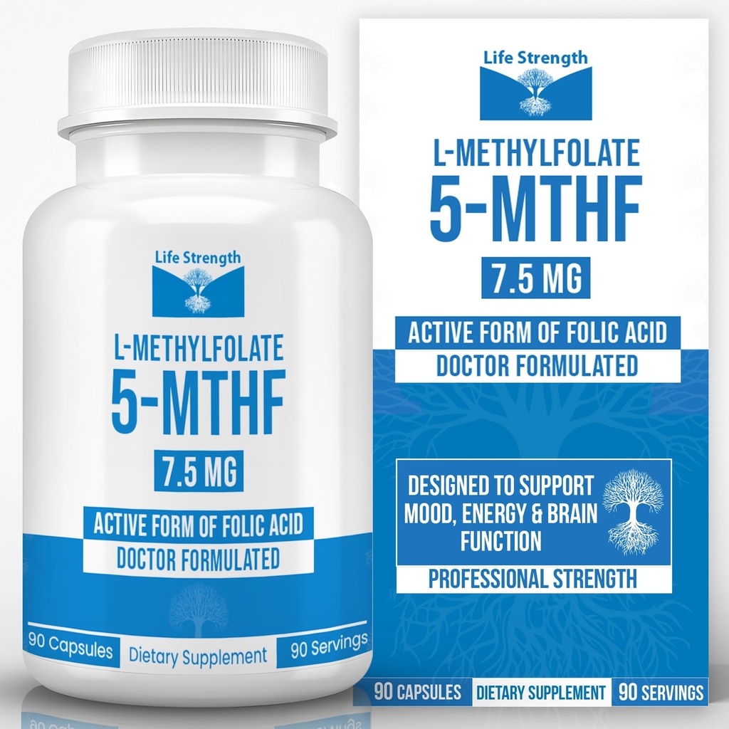 L-Methylfolate 7.5 MG, 낙관된 & 높게 생물성 메틸 Folate, Mood와 Immune 지원을 위한 5-MTHF 보충교재, 에너지, 비 GMO & 글루텐 자유로운, 90의 캡슐을 위한 자연적인 규정식 보충교재