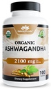 NaturaLife Labs 유기 Ashwagandha 2100 mg 서빙 – 루트 분말 & 추출 – 100 캡슐 – Vegan, 비 GMO, 글루텐-무료