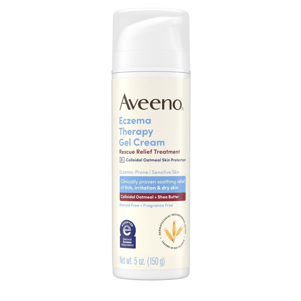 Aveeno Eczema 치료 구조 기복 치료 젤 크림 Colloidal Oatmeal 피부 보호제, 즉시 Soothes & Cools Itchy 건조한 피부 플레어 업, 스테로이드 & 향수 무료, 5.0 fl. oz