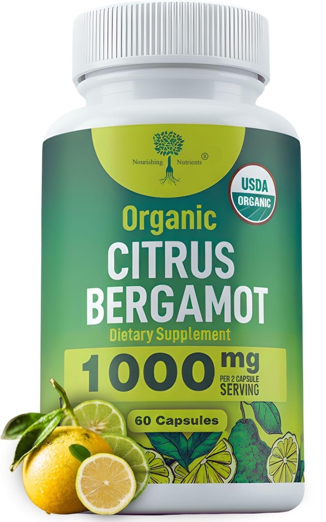 유기 감귤류 Bergamot 보충교재 - 단지 USDA의 200+ 과학적인 학문 -1000mg로 공식화해 - 특허가 주어진 추출물, 심장, 콜레스테롤, & Lipid - 이탈리아 Bergamot 높은 폴리페놀 60caps