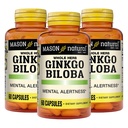 MASON NATURAL Ginkgo Biloba, 3 개월 공급, Mental Alertness & Support Optimal Brain Function, 60 캡슐 (3 팩)을 개선하는 데 도움이