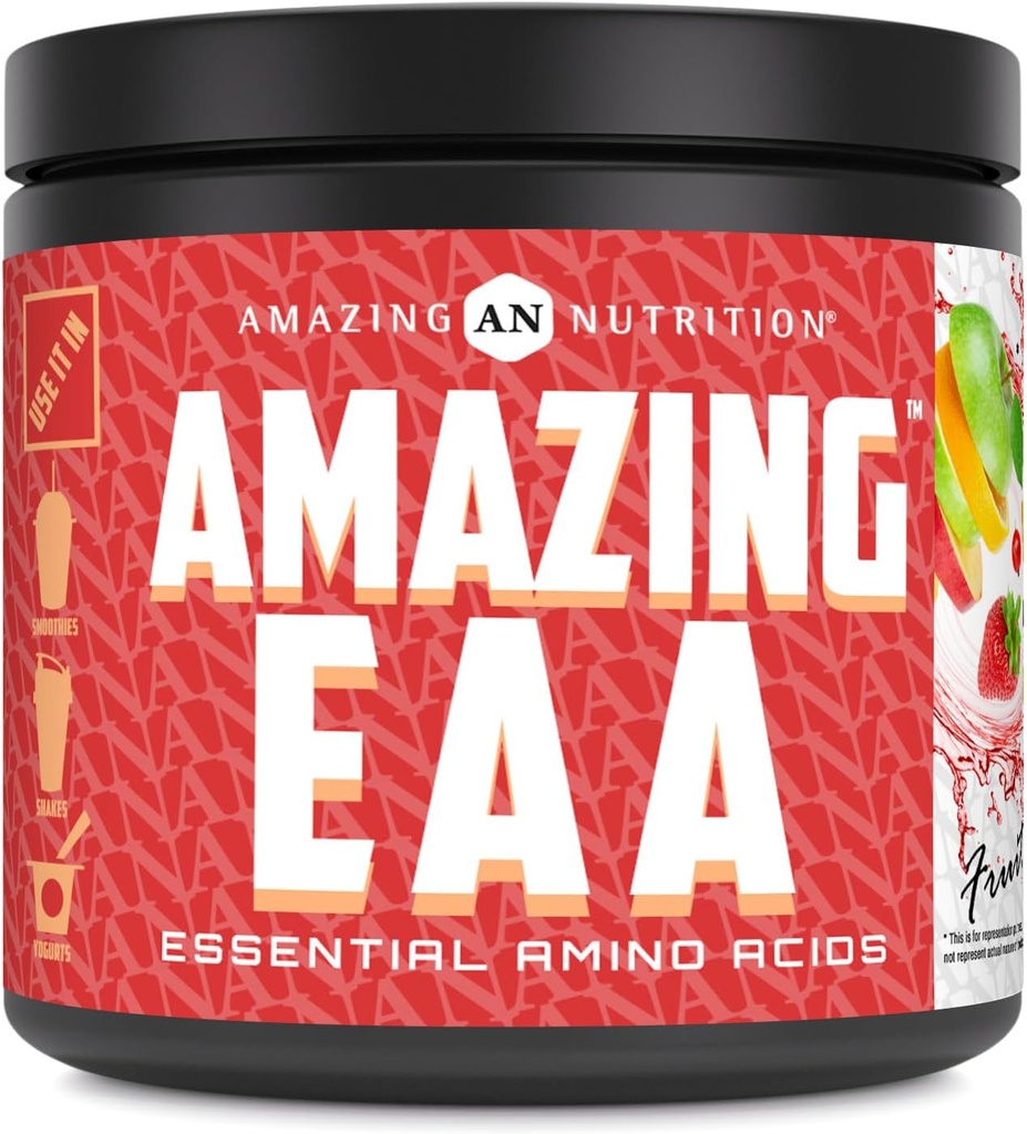 놀라운 EAA Essential Amino Acids | 8 그램 EAA의 서빙 | 30 서빙 | 330 그램 분말 보충 | 미국에서 만든 (자연 과일 펀치)