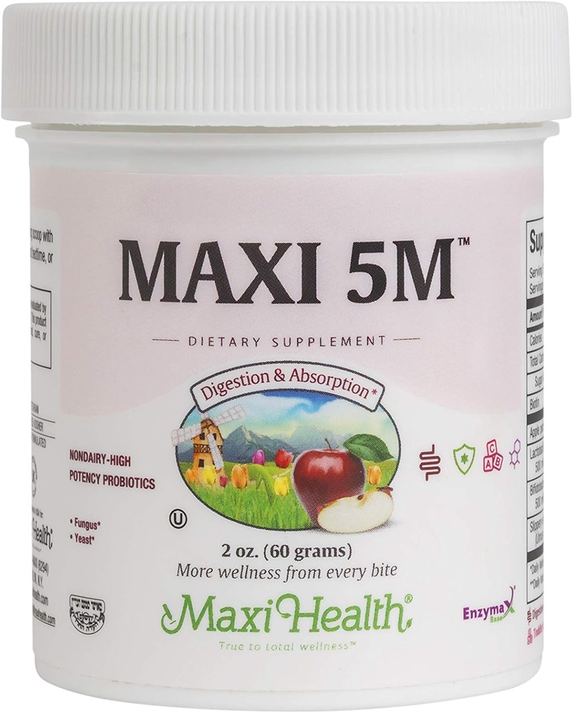 Probiotic Powder – Apple Pectin, Slippery Elm Bark & Biotin을 가진 산병 & Bifidobacterium – 소화 & 면역 지원, Gut 건강, 머리 피부 & 못, 아이 & 성인 – Kosher, 2 oz (60의 서빙)