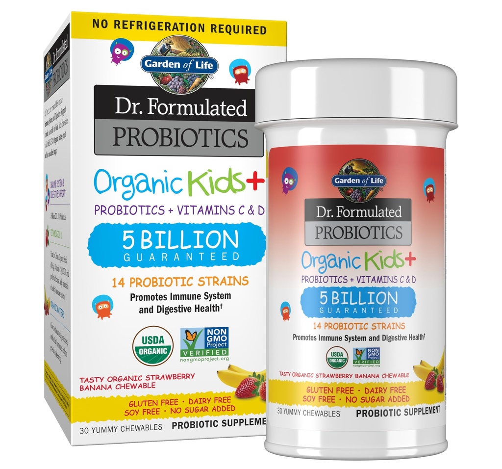 Life Kids Probiotics, Dr. Formulated Probiotics Organic Kids+ Vitamin C & D, Strawberry Banana, Gluten Dairy & Soy Free Immune & Digestive Health Supplement, 30 Chewable (Shelf Stable)의 정원