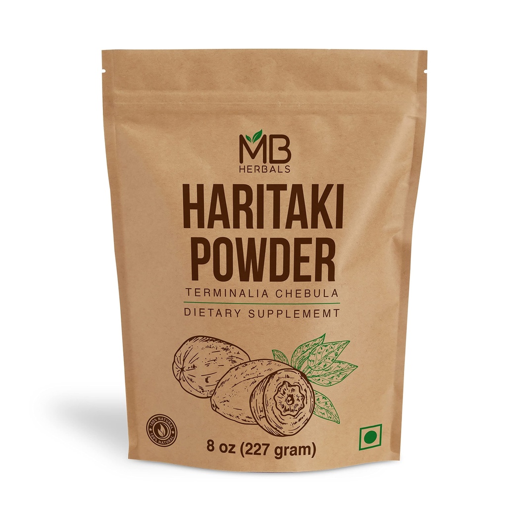 MB 초본 Haritaki 분말 8개 oz/227 그램/0.5 lb | Inknut 분말 | Terminalia chebula Harde Chebulic Myrobalan | 글루텐 무료 | 아니 보존