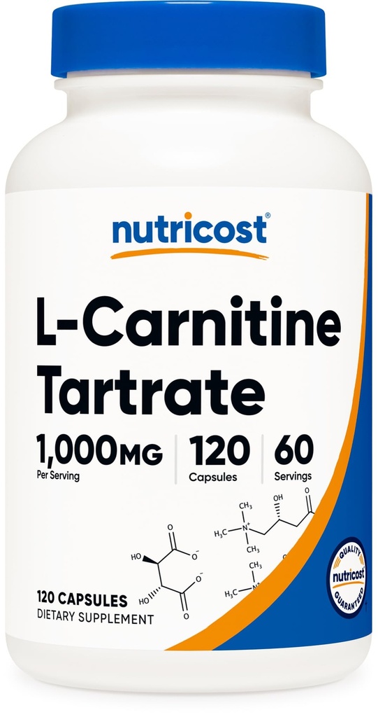 Nutricost L 카르니틴 타트레이트 1000mg, 120 캡슐 - 캡슐 당 500mg (60의 서빙)