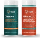 iwi Omega-3 Sport & Vegikrill Omega-3 번들, 30 서빙, Vegan Plant-Based Algae Omega 3 EPA + DHA, Krill & Fish Oil Alternative, No Fishy Aftertaste