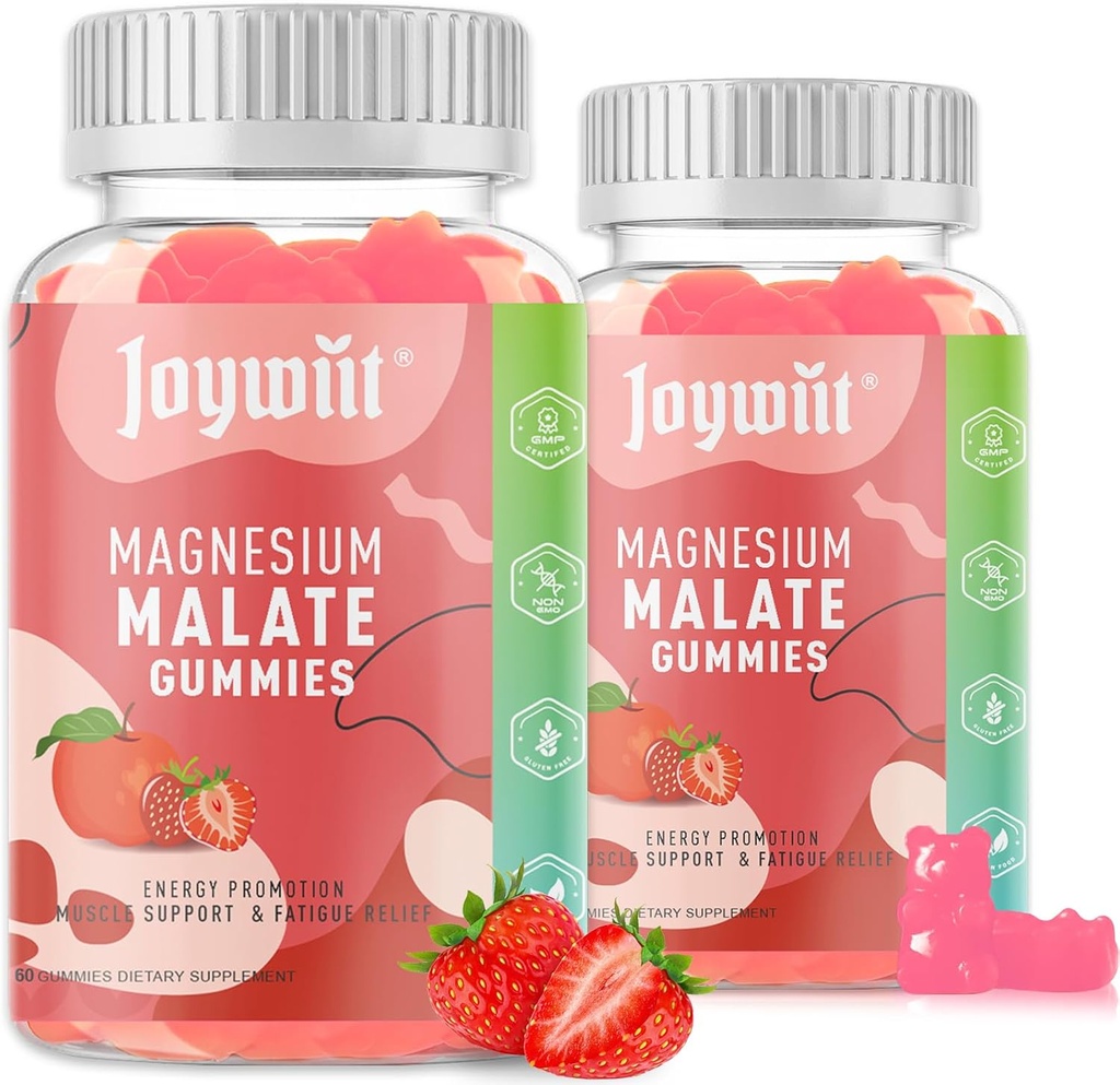 마그네슘 말레이트 Gummies 1000mg | 마그네슘 말레이트 보충 L-Theanine, CoQ10 & 비타민 B6 | 높은 효능 스트레스 완화 및 근육 지원 | 비 GMO, Vegan, 글루텐 프리 | 120 Gummies
