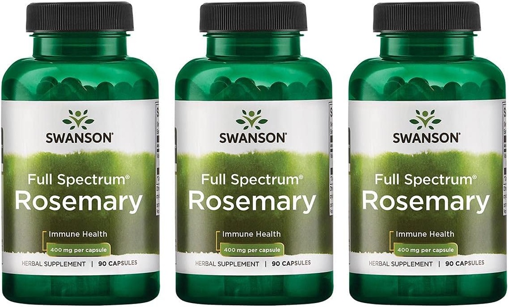 Swanson Full Spectrum Rosemary - Immune Health Support를 홍보하는 초본 보충 - 신체 및 지원을위한 자연 공식 - (90 캡슐, 400mg 각각) 3 팩