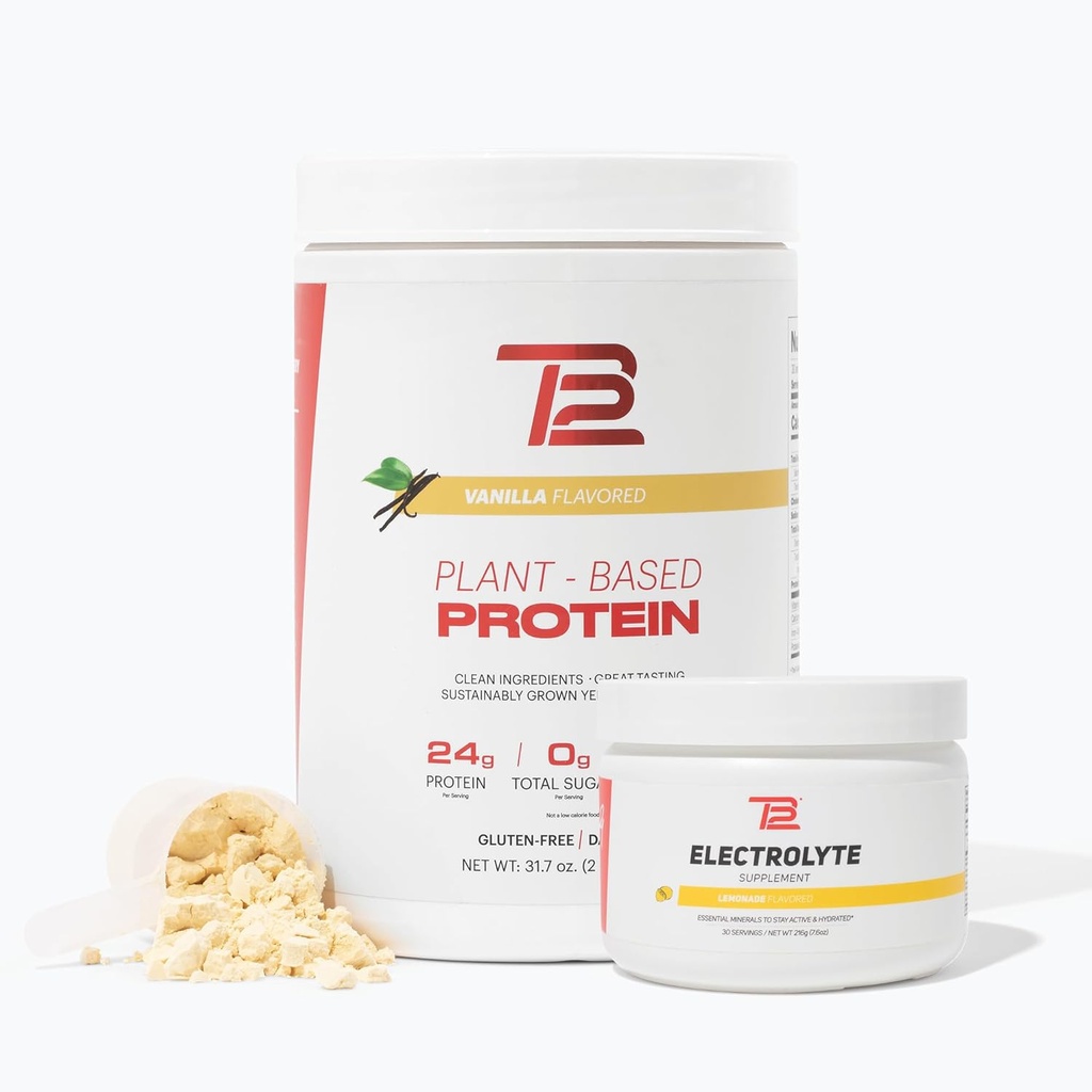 TB12 식물 근거한 힘 & Hydration 뭉치 (Vanilla Protein Powder & Lemonade Electrolytes), 지원 근육 회복 & Hydration, 낙농장 자유로운, 비 GMO, Soy 자유로운