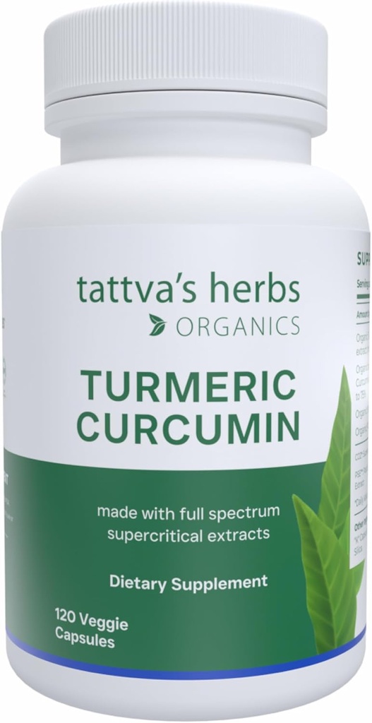 Tattva의 허브 심황 쿠르쿠민 500 mg, 산화 방지제 지원, 고급 흡수, 1 팩, 120 Veggie 캡슐에 대한 검은 후추와 심황 쿠르쿠민