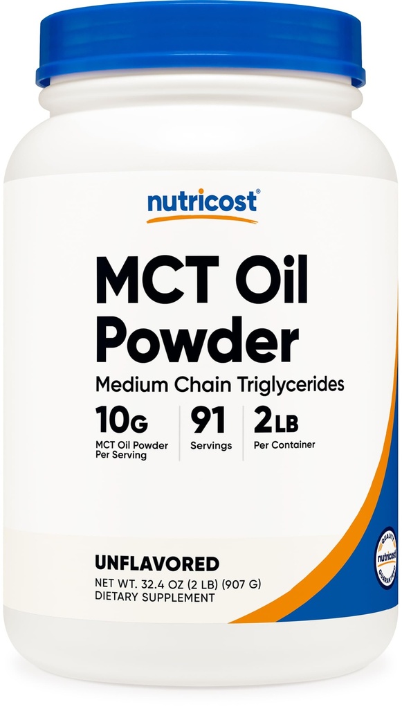 Nutricost 프리미엄 MCT 오일 분말 - Keto, Ketosis 및 Ketogenic 다이어트에 가장 적합 - Non-GMO 및 글루텐 무료 ... (2 LB (Unflavored))