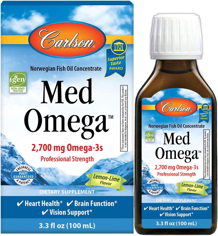 Carlson - Med 오메가, 2700 mg 오메가-3s 직업적인 힘, 심장, 뇌 & 시각 지원, 야생 잡종 & 지속 가능한 Sourced, Lemon-Lime, 100개 ml